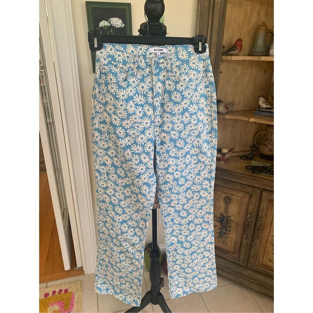 RE/DONE 70s floral-print cotton-canvas bootcut pants